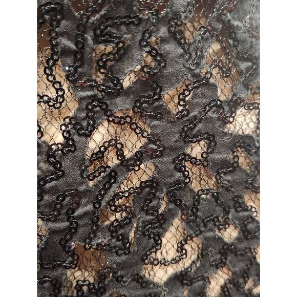 BCBGMaxAzria Kaya Black Burnout Sequin V Neck Open Back Cocktail Evening Dress 4 - Picture 10 of 11